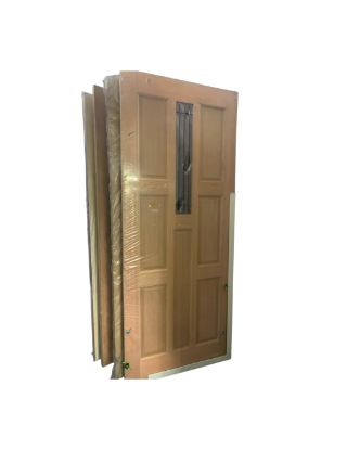 Picture of Premium Wooden Door with Glass Panel – Modern Elegant Design