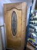 Picture of Solid Wooden Door with Green Glass Panel