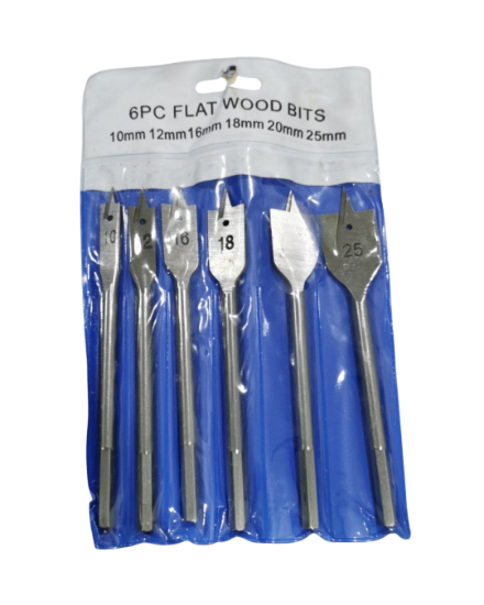 Picture of 6PC Flat Wood Bits 10mm, 12mm, 16mm, 18mm, 20mm,25mm